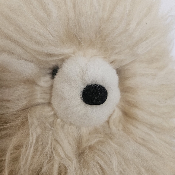 Alpaca Fur Light Tan/ Cream Teddy Bear Alpaca Wool Fleece Hair Plush Bear - Picture 2 of 11